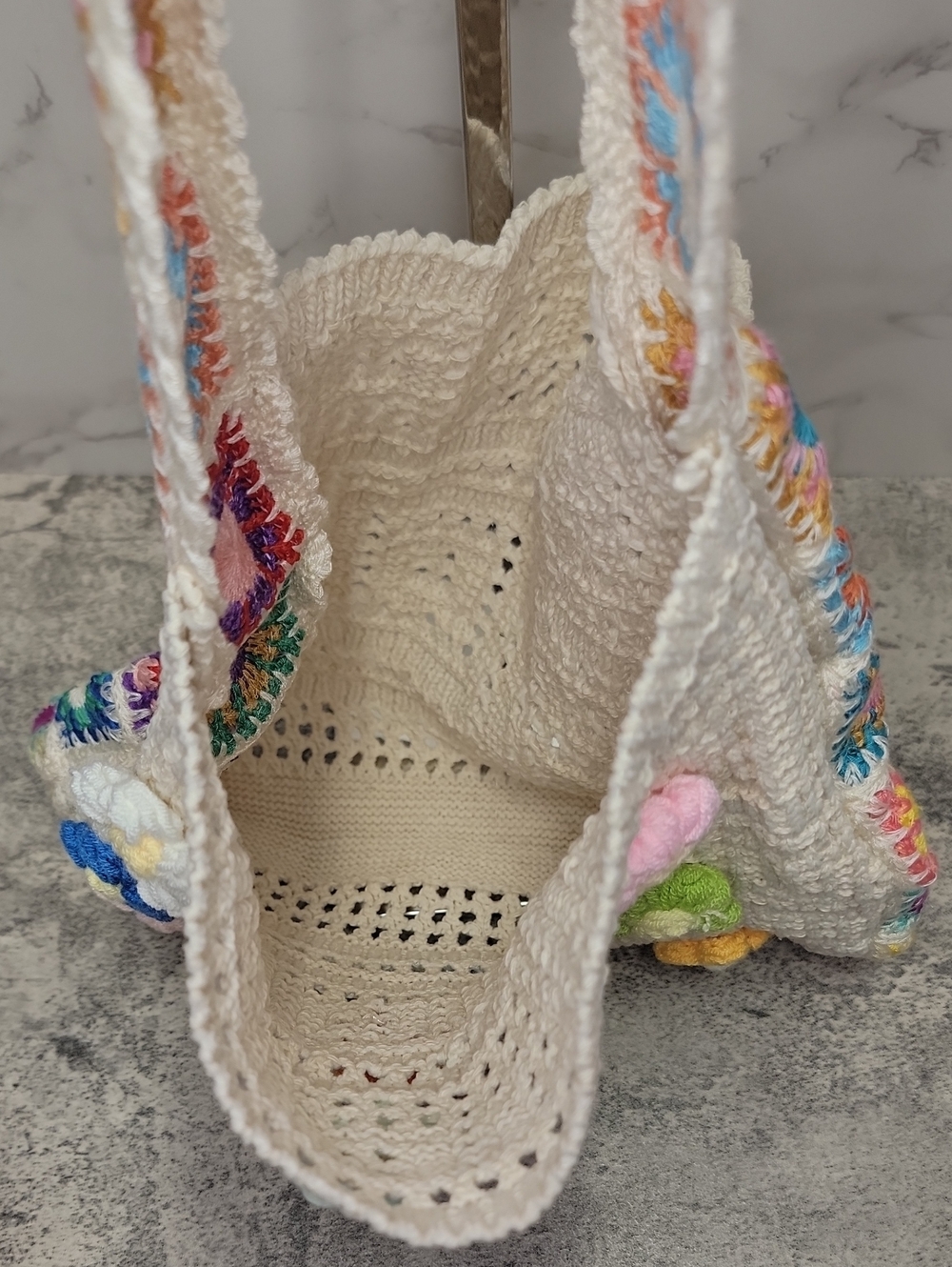 Flower Embellished Handwoven Shoulder Bag - Picture 9 of 9
